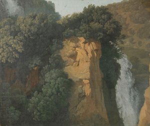 Overwoekerde kliffen met een waterval in Italië