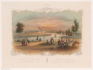 Gezicht op de Nederrijn vanaf het Hotel Bellevue in Arnhem door Hendrik Wilhelmus Last (attributed to)
