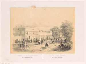 Gezicht op de Groote Koninklijke Bazar in Den Haag door Hendrik Wilhelmus Last