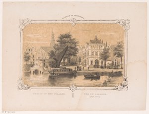 Gezicht op het Spaarne met de kraan en de Waag door Hendrik Wilhelmus Last