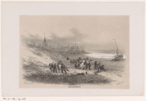 Scheveningen tijdens de storm van 28 mei 1860 door Hendrik Wilhelmus Last