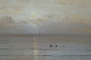 Dutch: Zonsondergang met garnalenvissers