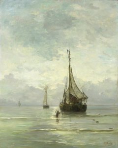 Kalme zee door Hendrik Willem Mesdag