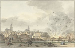 De ontploffing van het Kruithuis in Delft, 12 oktober 1654 door Hendrik de Winter (signed by artist)