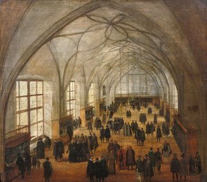De Vladislav Hal in het Kasteel van Praag door Hendrik the Younger Steenwyck