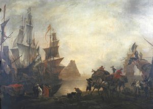 Oosterse zeehaven door Hendrik van Minderhout