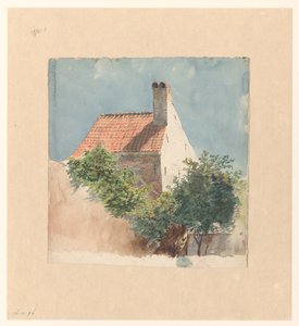 Studie van een huis van baksteen door Hendrik van der Burgh
