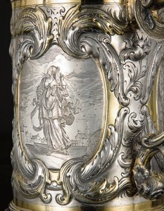 Detail van een bierpul, Danzig, ca. 1670 door Hennick (attr. to) Probst