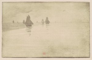 Boten in een Ochtendmist door Henri-Charles Guérard