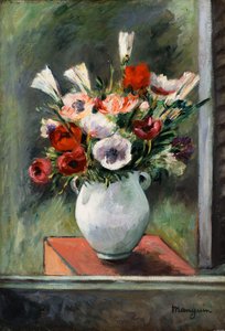 Anemonen in een witte vaas door Henri Charles Manguin