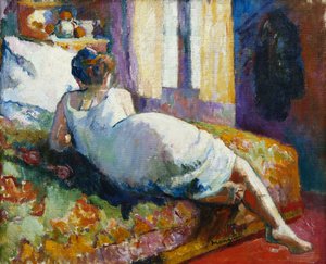 Jeanne in hemd door Henri Charles Manguin