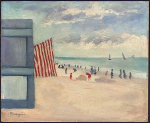 Het strand van Touquet door Henri Charles Manguin