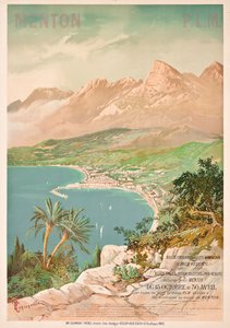 Poster die Menton, Frankrijk adverteert door Henri Garnier Tanconville