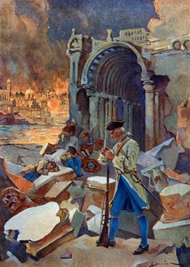 Indiase Campagne (1778-1783): uitzicht op de Slag bij Trinquemalay in augustus 1782 in Ceylon, tegenover het Franse leger van Suffren tegen de Britten van Admiraal Hugues door Henri Gaston Darien