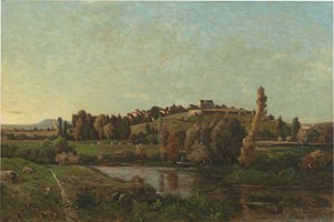 Landschap in Auvergne door Henri-Joseph Harpignies