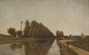 Het Briare-kanaal door Henri Joseph Harpignies