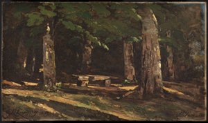 De bank door Henri Joseph Harpignies