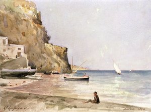 De haven van Sorrento door Henri Joseph Harpignies