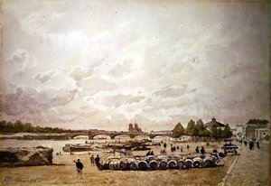 De kade Bercy, Parijs door Henri Joseph Harpignies