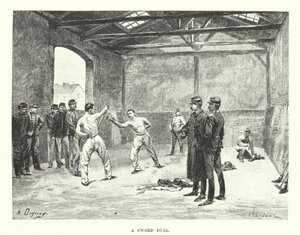 Een zwaardduel (gravure)