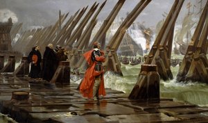 Richelieu (1585-1642) op zeewering bij La Rochelle