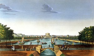Parijs, het Villette-bassin door Henri (after) Courvoisier Voisin