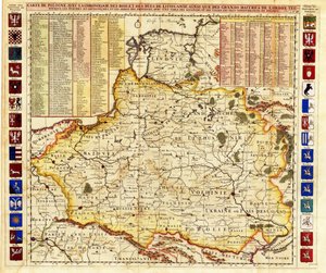 Kaart van Polen inclusief delen van Livonia en het Groothertogdom Moskou door Henri Abraham Chatelain