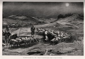 De aanhanger goed. Gravure door Laurent Desrousseaux ter illustratie van het verhaal 