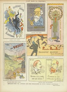 Verzonnen Franse verkiezingsposters, illustratie voor Le Rire