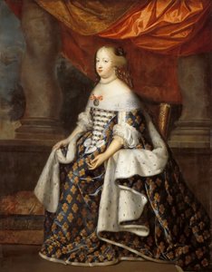 Portret van Maria Theresia van Spanje 1638-1683 als koningin van Frankrijk door Henri Beaubrun