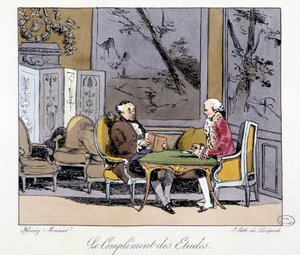 Het complement van de studies: twee mannen discussiëren in een salon - in 
