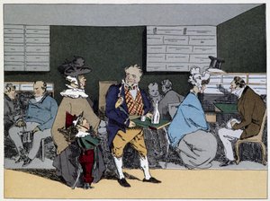 Een uur: bezoeken, lunchproeverij, dineruitnodigingen - in "Administrative mores" door Henri Monnier door Henri Bonaventure Monnier