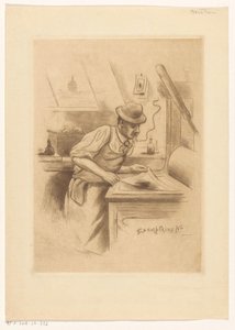 Drukker in zijn atelier door Henri Boutet (possibly)