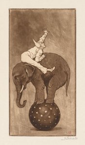 Olifant en clown door Henri Charles Guérard