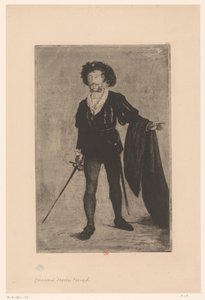 Portret van Jean-Baptiste Faure in de rol van Hamlet door Henri Charles Guérard