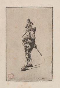 Punchinello, naar Meissonier door Henri Charles Guérard