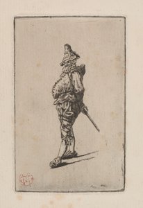 Punchinello, naar Meissonier door Henri Charles Guérard
