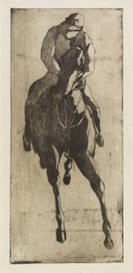 Het renpaard, ca. 1888 door Henri Charles Guérard
