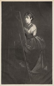 Jonge Vrouw aan een Ezelschilderij door Henri Charles Guérard