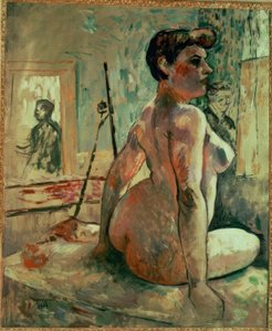 Naakte vrouw in het atelier