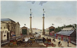 De Saint-Denis barrière bij de overdracht van sleutels aan Louis XVIII op 3 mei 1814 - in “Vues de Paris” door Courvoisier 1827 door Henri Courvoisier Voisin