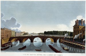Koninklijke brug en nieuw hotel van de lijfwachten - Parijs door Courvoisier door Henri Courvoisier Voisin