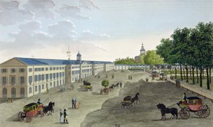 Uitzicht op de Nieuwe Galerij van het Natuurhistorisch Museum in Jardin des Plantes in Parijs, gegraveerd door Claude Fortier (1775-1835) door Henri Courvoisier Voisin