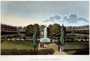 Uitzicht op de Place Royale (Place des Vosges) - Parijs door Courvoisier door Henri Courvoisier Voisin