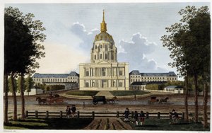 Uitzicht op de kerk van het Koninklijk Hotel des Invalides - in “Vues de Paris” door Courvoisier door Henri Courvoisier Voisin