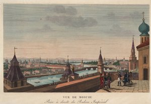 Uitzicht op Moskou vanaf het balkon van het keizerlijk paleis, Rusland, gravure van Henri Courvoisier-Voisin (1812) door Henri Courvoisier Voisin