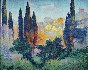 Les cypres à Cagnes door Henri Edmond Cross