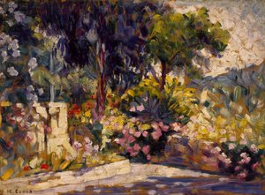 Het bebloemde terras door Henri Edmond Cross