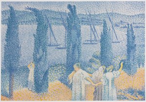De Promenade (Landschap met Cipressen) door Henri Edmond Cross