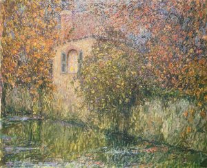 Het huis aan de rivier door Henri Eugene Augustin Le Sidaner